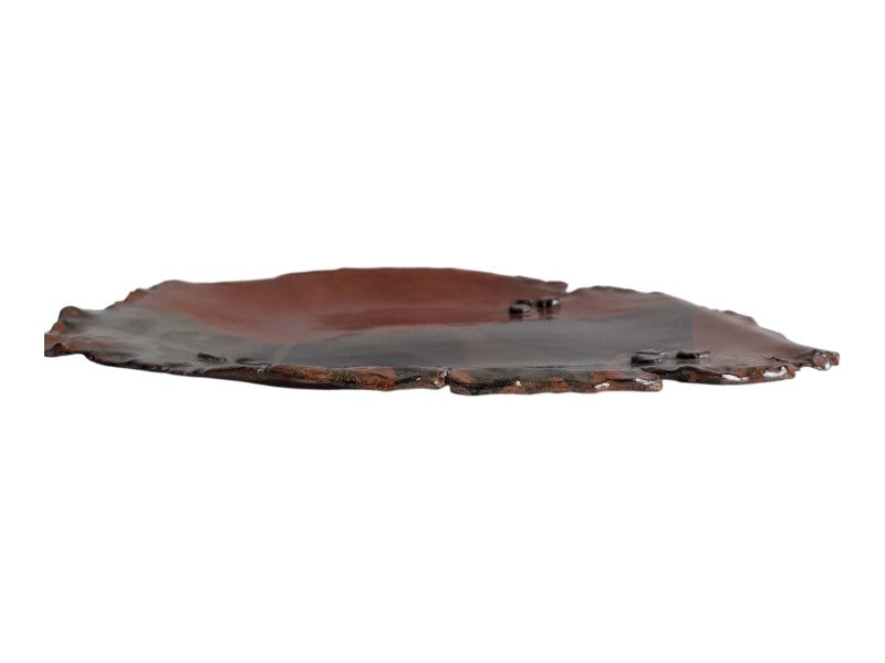 Studiokeramik Schale | Handgefertigt Braun-Schwarz Glasur | Signiert Joan | 39,5 cm