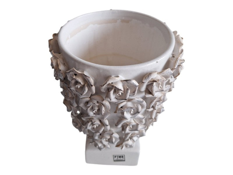 PTMD Collection Porzellanvase | Weiß mit Rosenmotiv | 25,5 cm