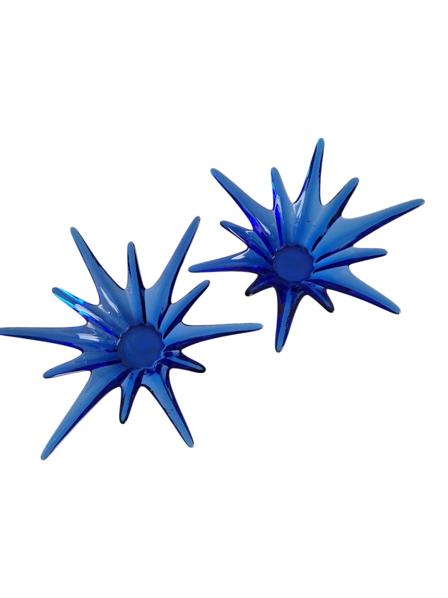 Kobaltblaue sternförmige Glasschalen | Set | Teelichthalter