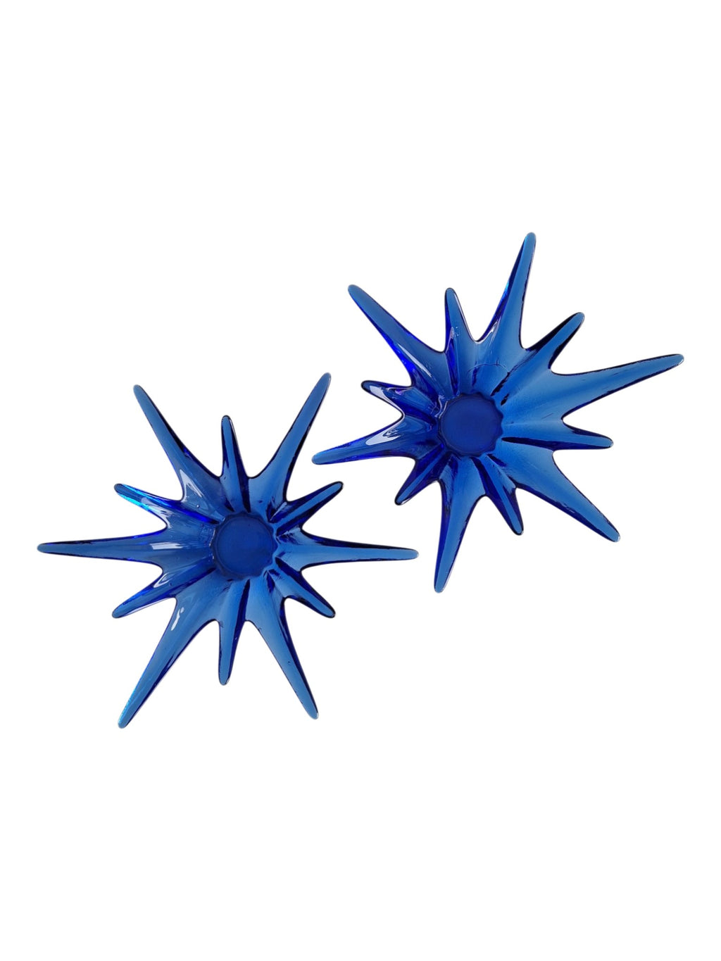 Kobaltblaue sternförmige Glasschalen | Set | Teelichthalter