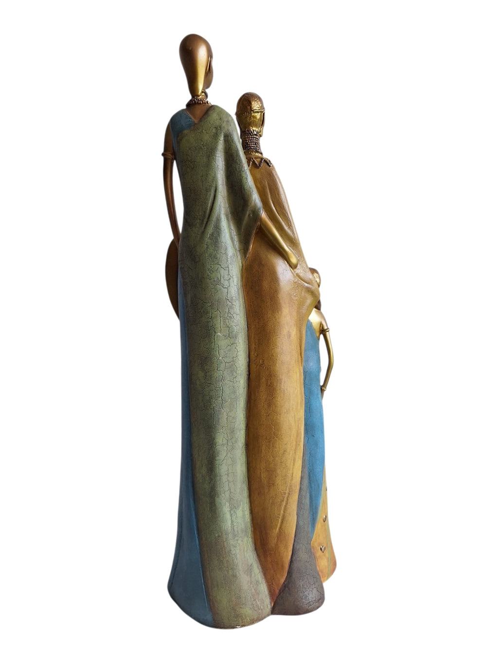 Massai Familiengruppe – dekorative Skulptur aus Kunstharz, vier Figuren
