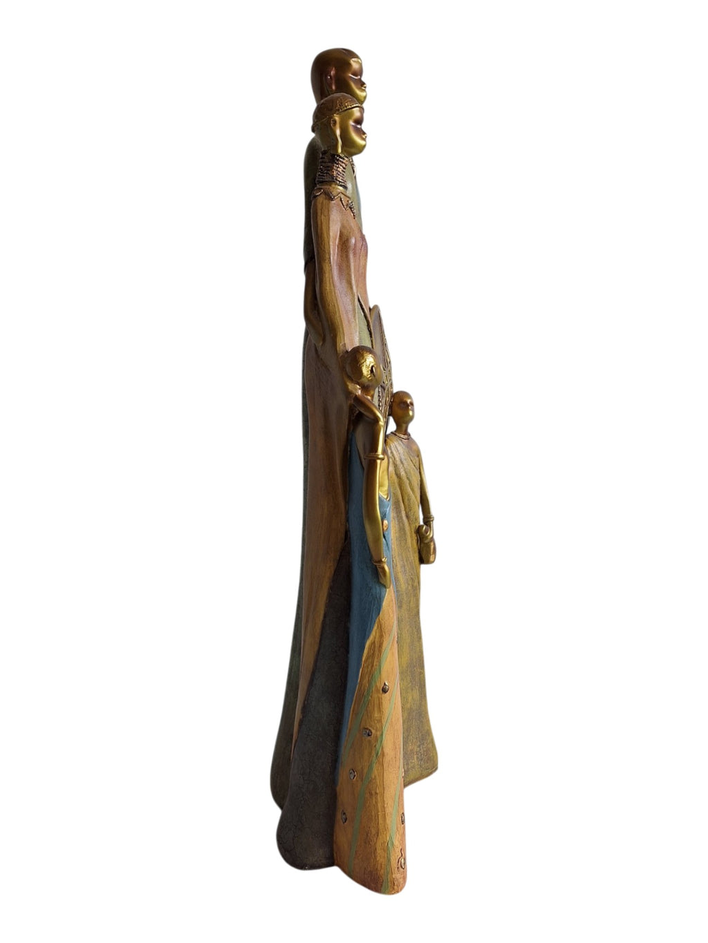 Massai Familiengruppe – dekorative Skulptur aus Kunstharz, vier Figuren