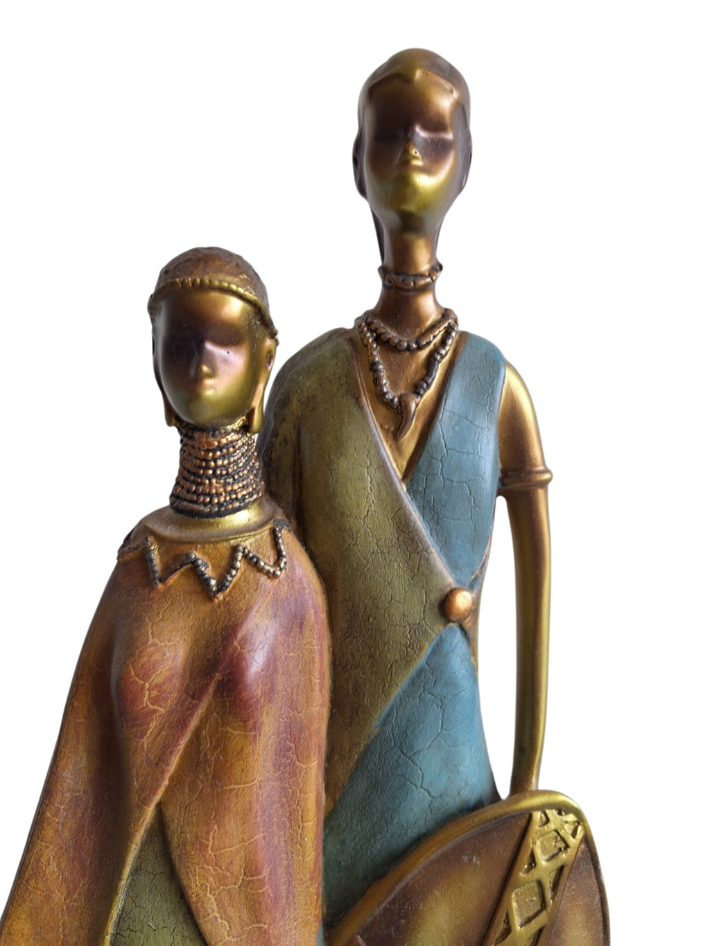 Massai Familiengruppe – dekorative Skulptur aus Kunstharz, vier Figuren