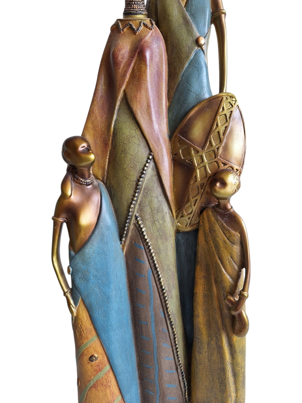 Massai Familiengruppe – dekorative Skulptur aus Kunstharz, vier Figuren