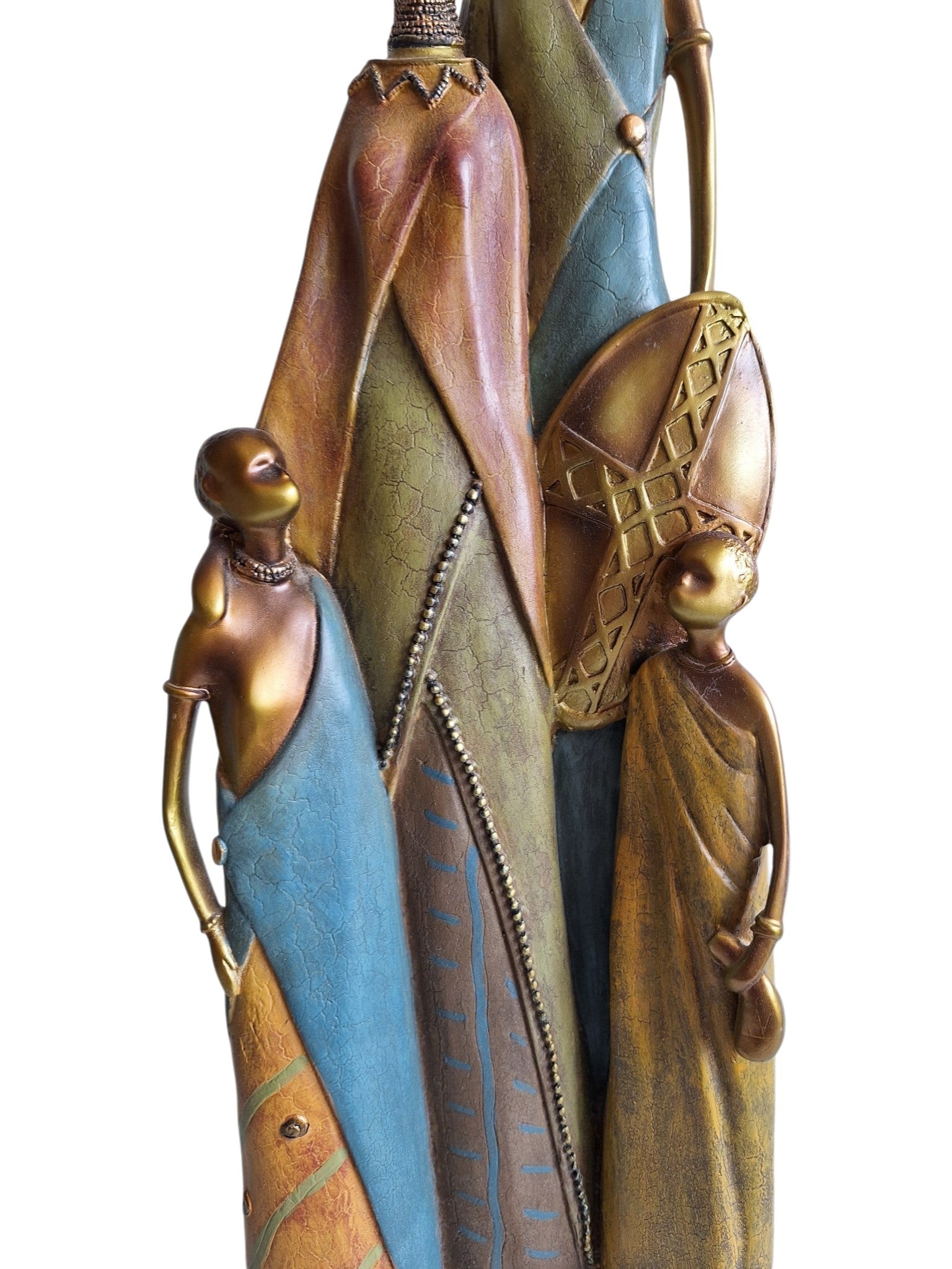 Massai Familiengruppe – dekorative Skulptur aus Kunstharz, vier Figuren