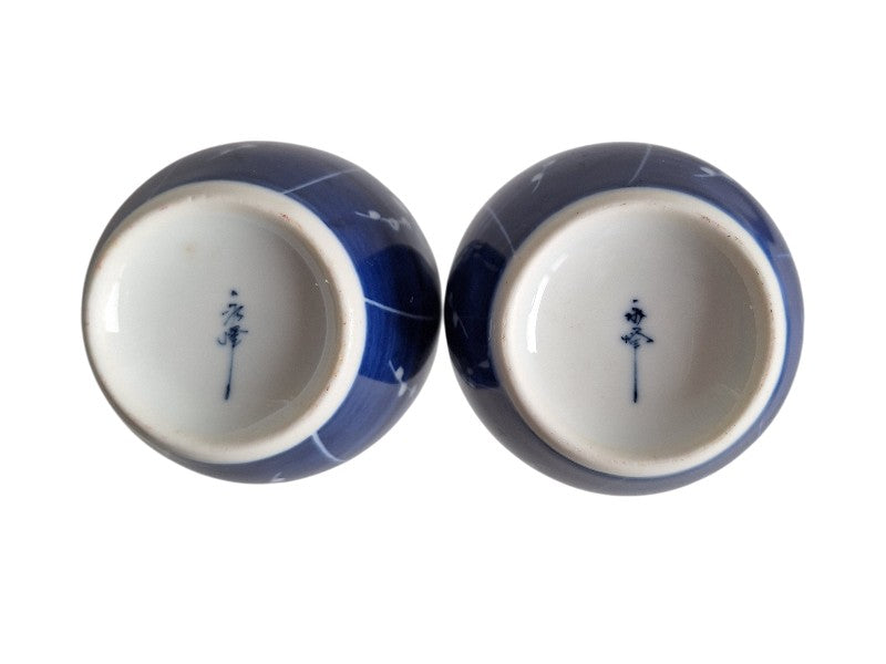 Japanisches Arita-Porzellan Sake-Set – Blau-weißes Prunus-Dekor, 2 Tokkuri & 5 Choko