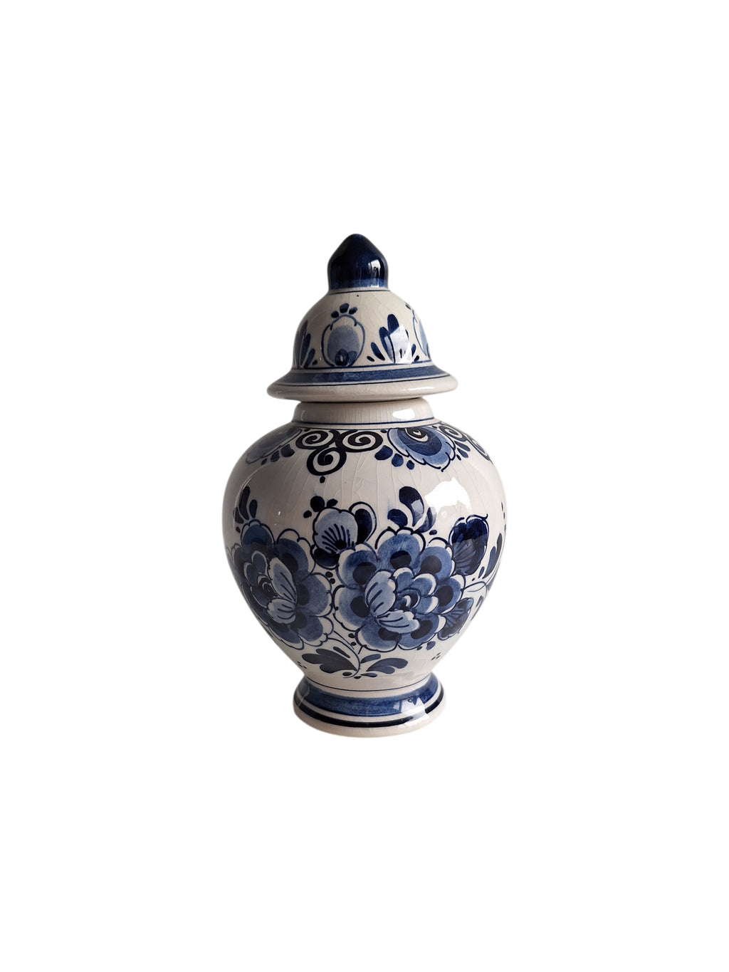 Delfts Blaue Deckelvase | Keramikfabrik Velsen | Ingwertopf Baluster Handbemalt
