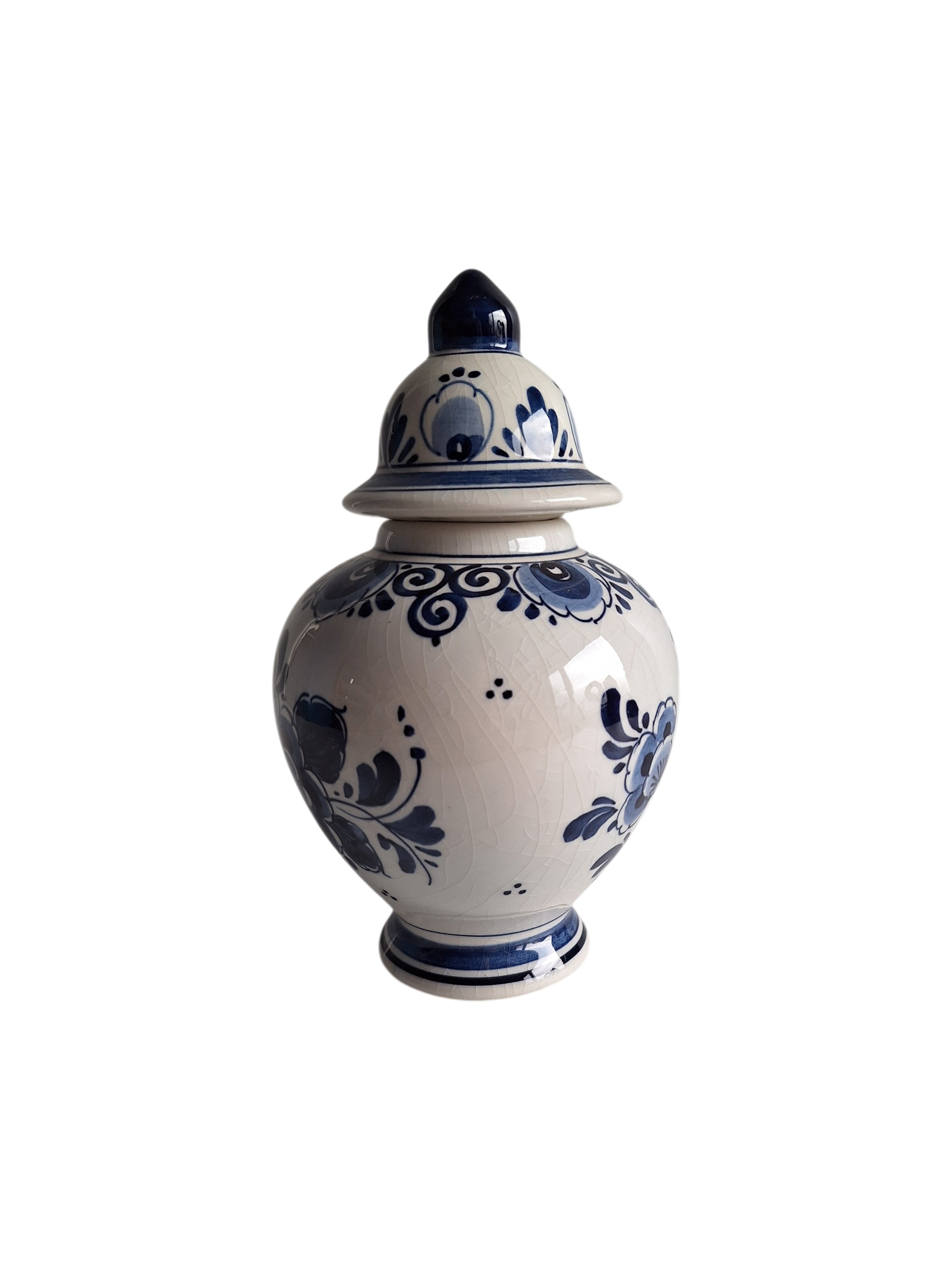 Delfts Blaue Deckelvase | Keramikfabrik Velsen | Ingwertopf Baluster Handbemalt