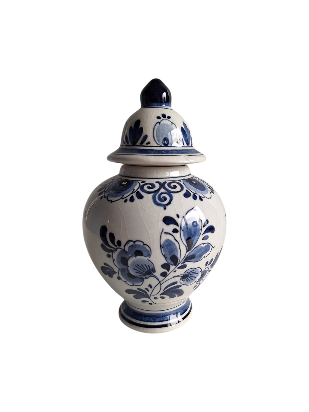 Delfts Blaue Deckelvase | Keramikfabrik Velsen | Ingwertopf Baluster Handbemalt