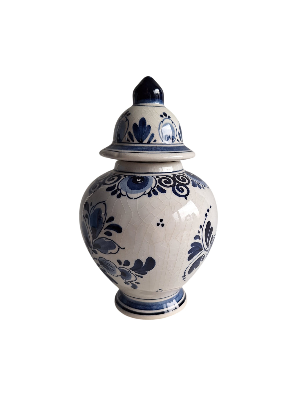 Delfts Blaue Deckelvase | Keramikfabrik Velsen | Ingwertopf Baluster Handbemalt