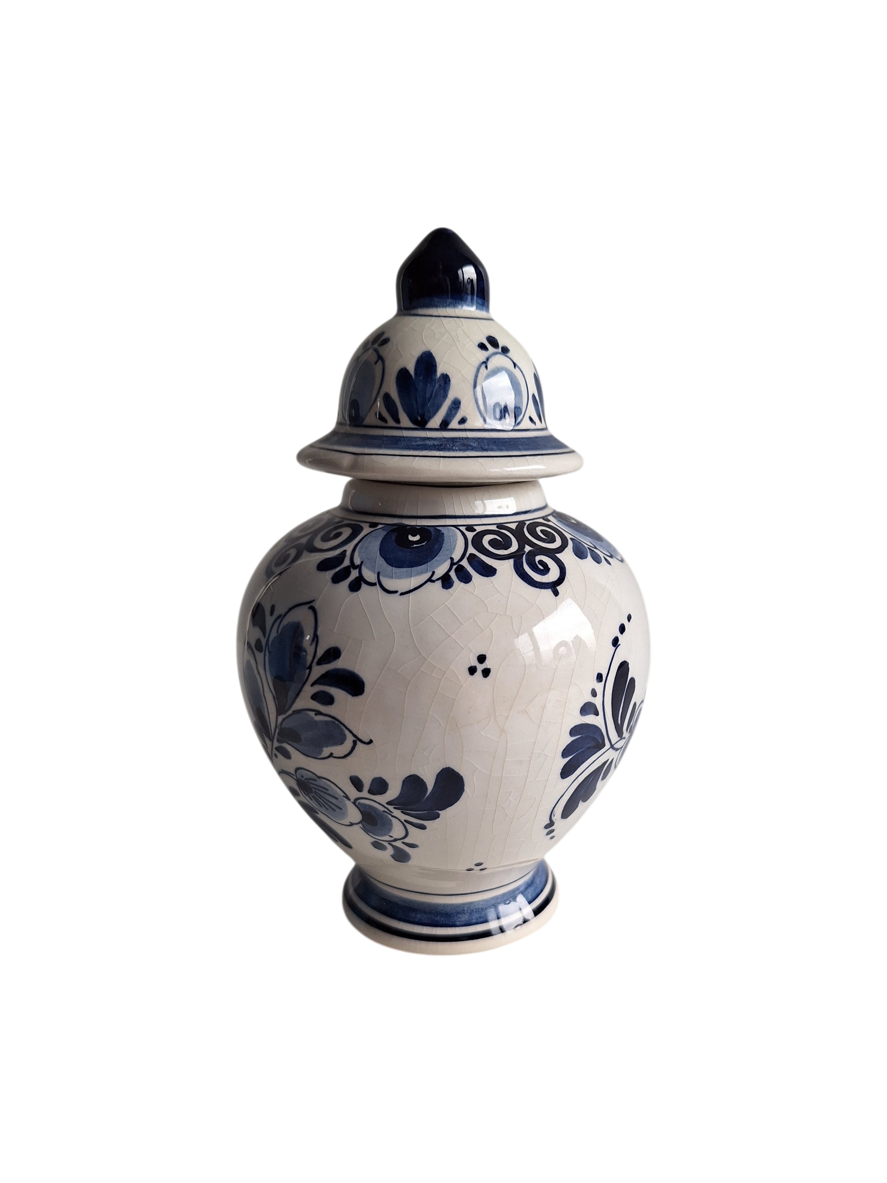 Delfts Blaue Deckelvase | Keramikfabrik Velsen | Ingwertopf Baluster Handbemalt