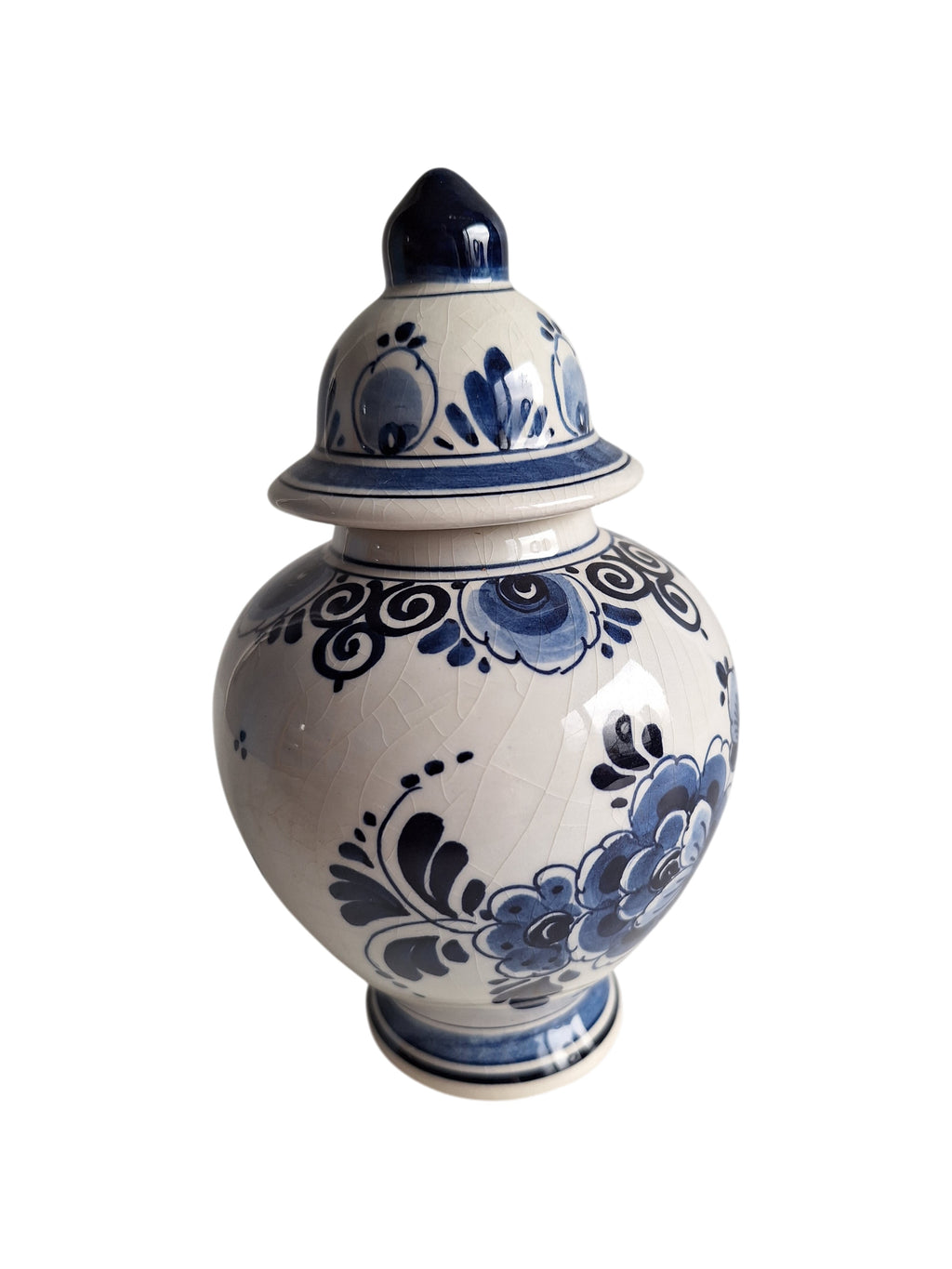 Delfts Blaue Deckelvase | Keramikfabrik Velsen | Ingwertopf Baluster Handbemalt