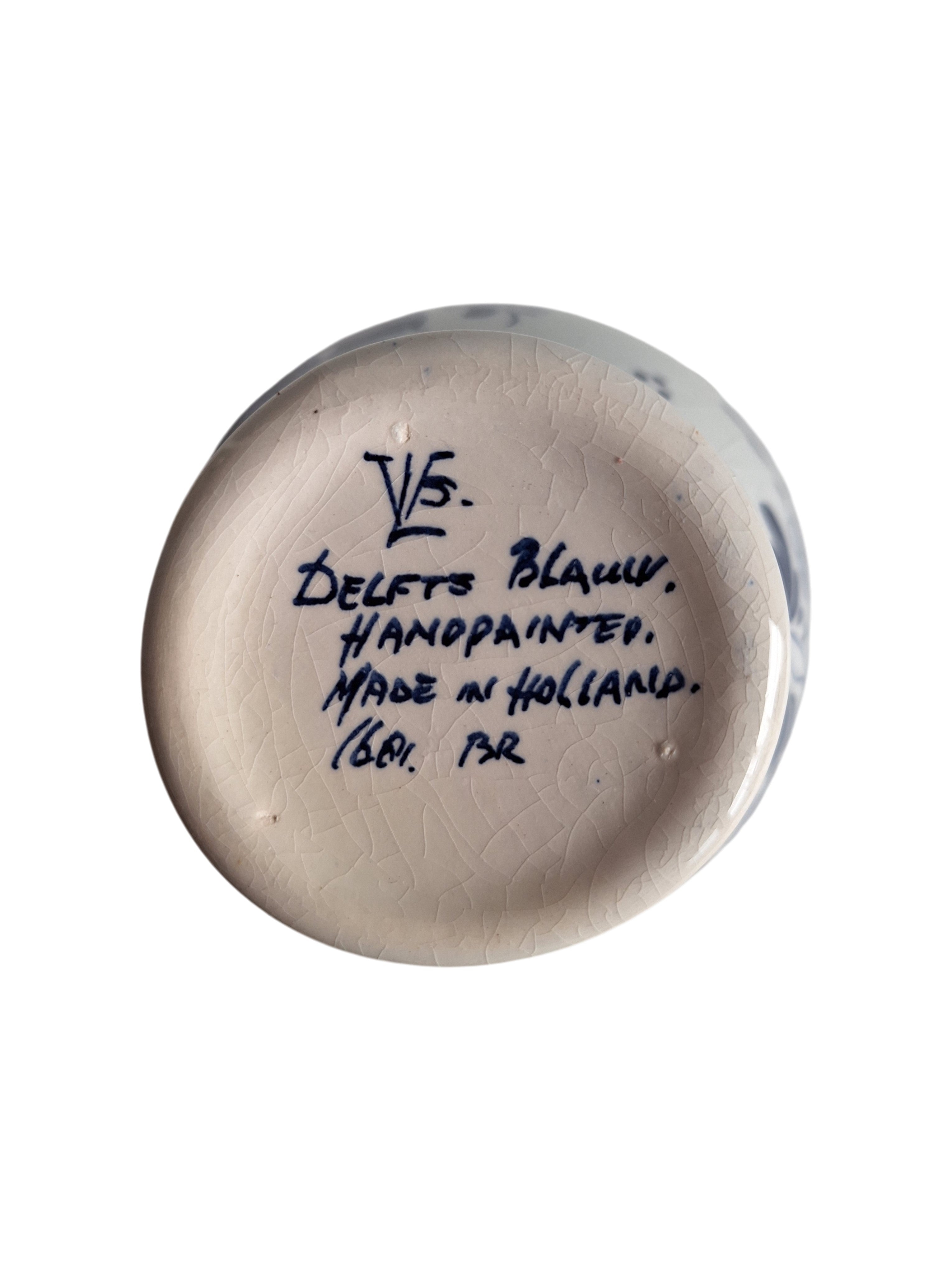 Delfts Blaue Deckelvase | Keramikfabrik Velsen | Ingwertopf Baluster Handbemalt