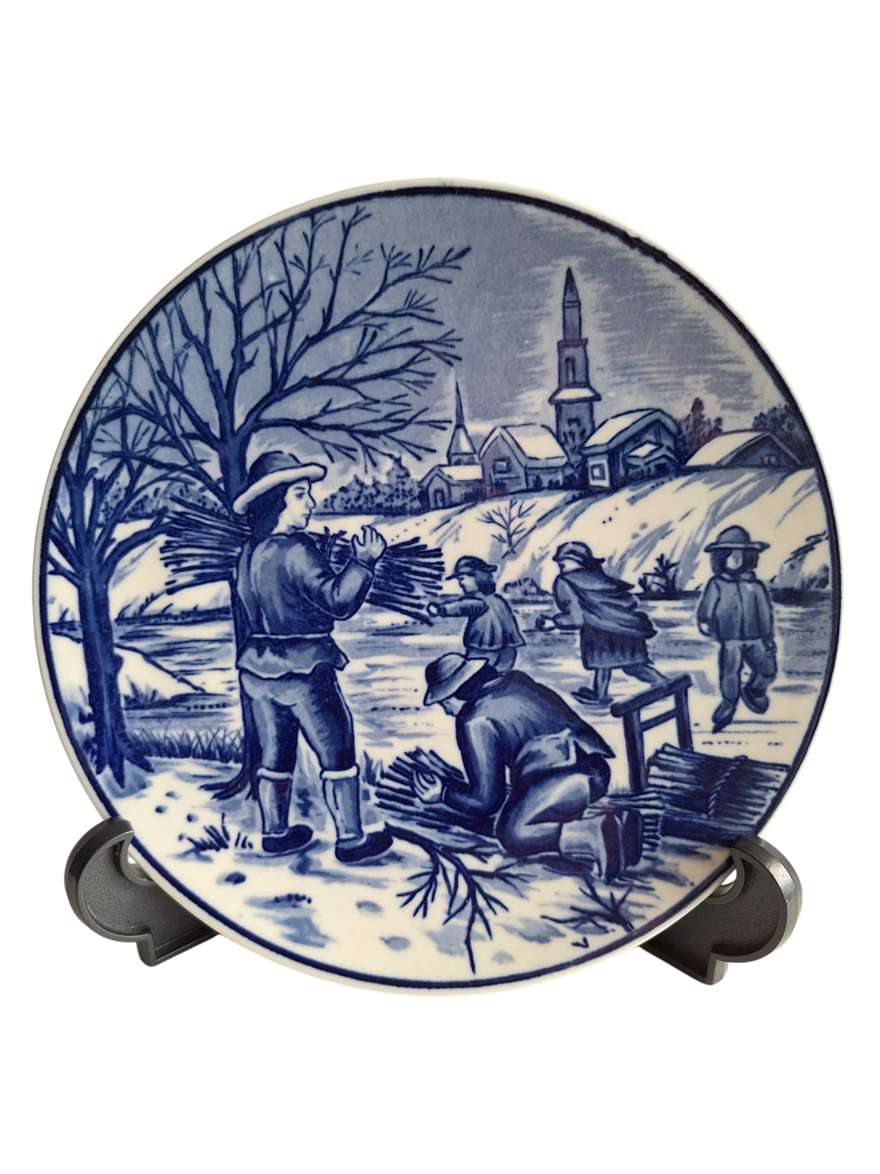 Royal Delft Wandteller Jahreszeiten Winter | Delfter Blau Handarbeit