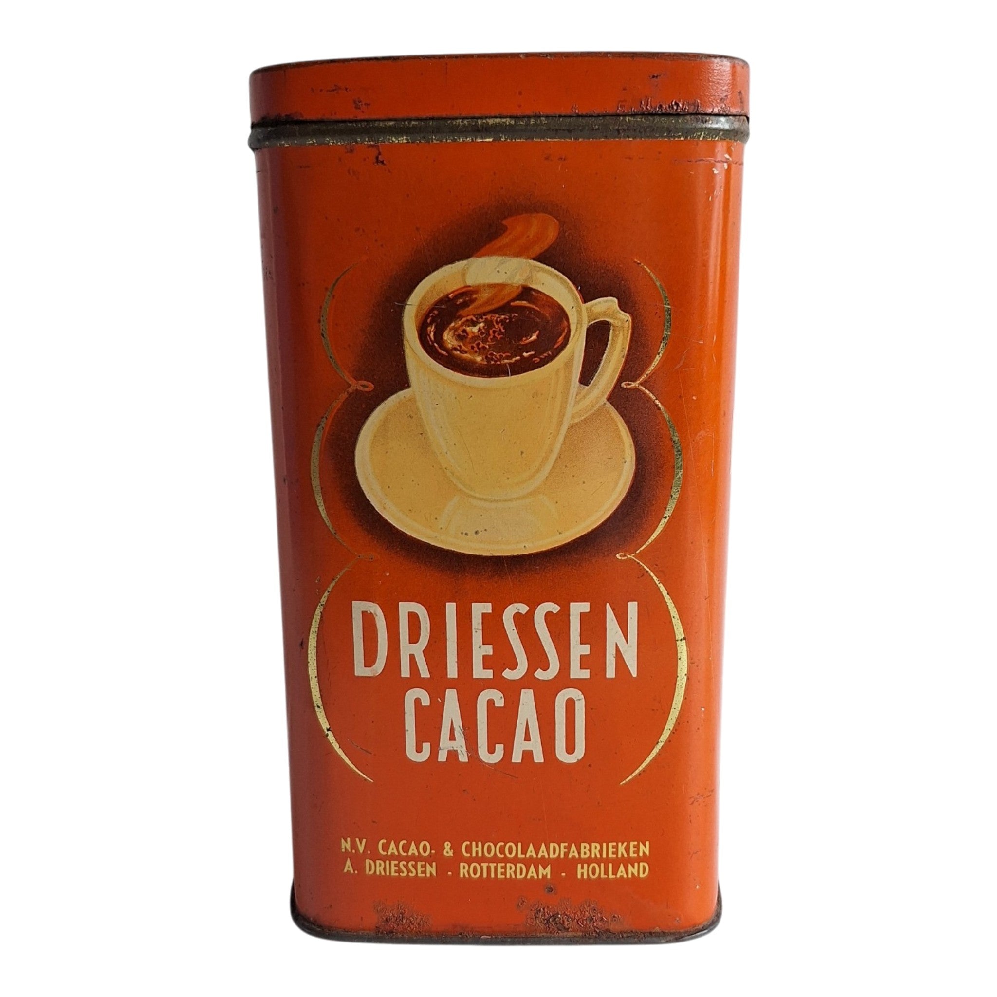 Driessen Kakao Dose — Jugendstil Orange Blechdose Rotterdam