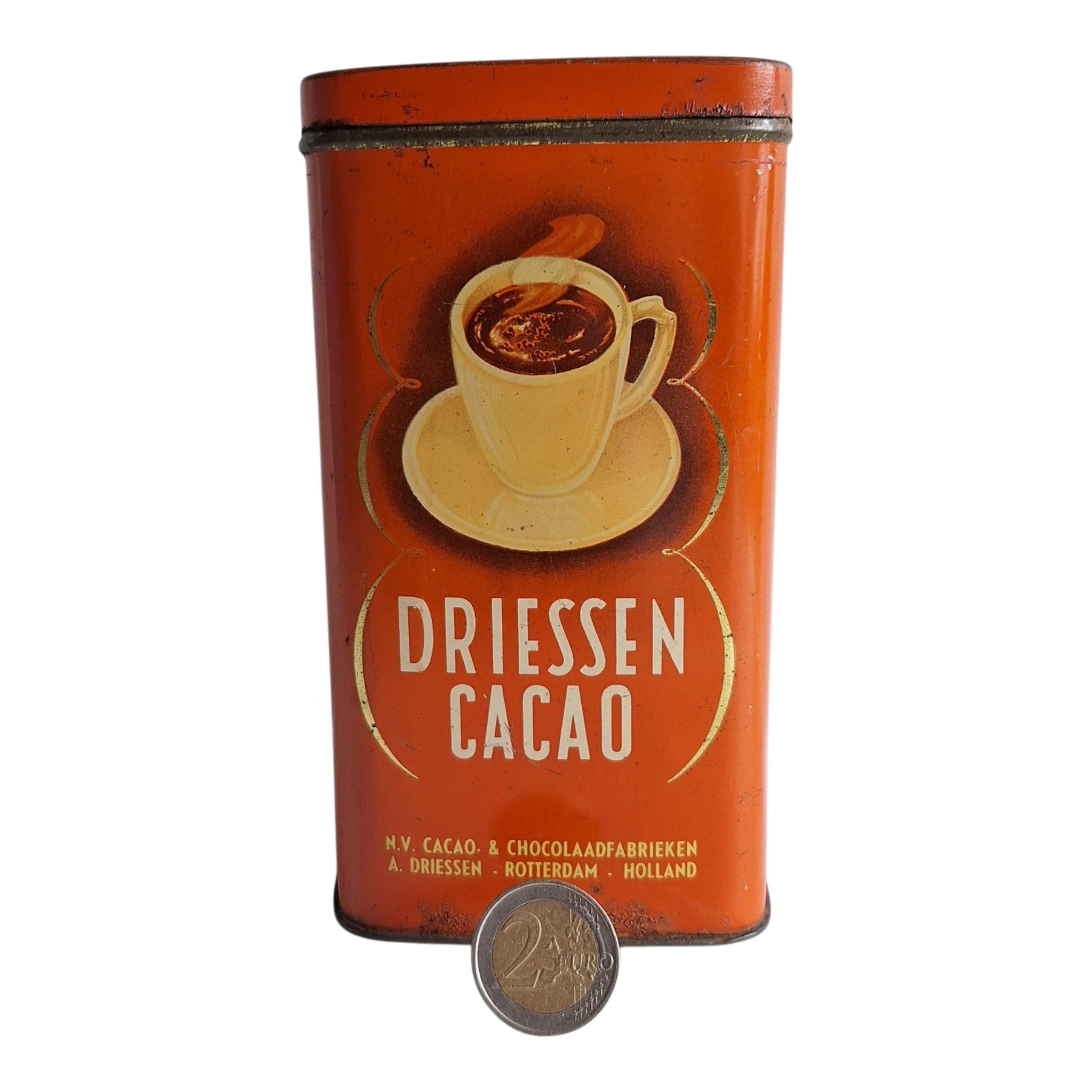 Driessen Kakao Dose — Jugendstil Orange Blechdose Rotterdam