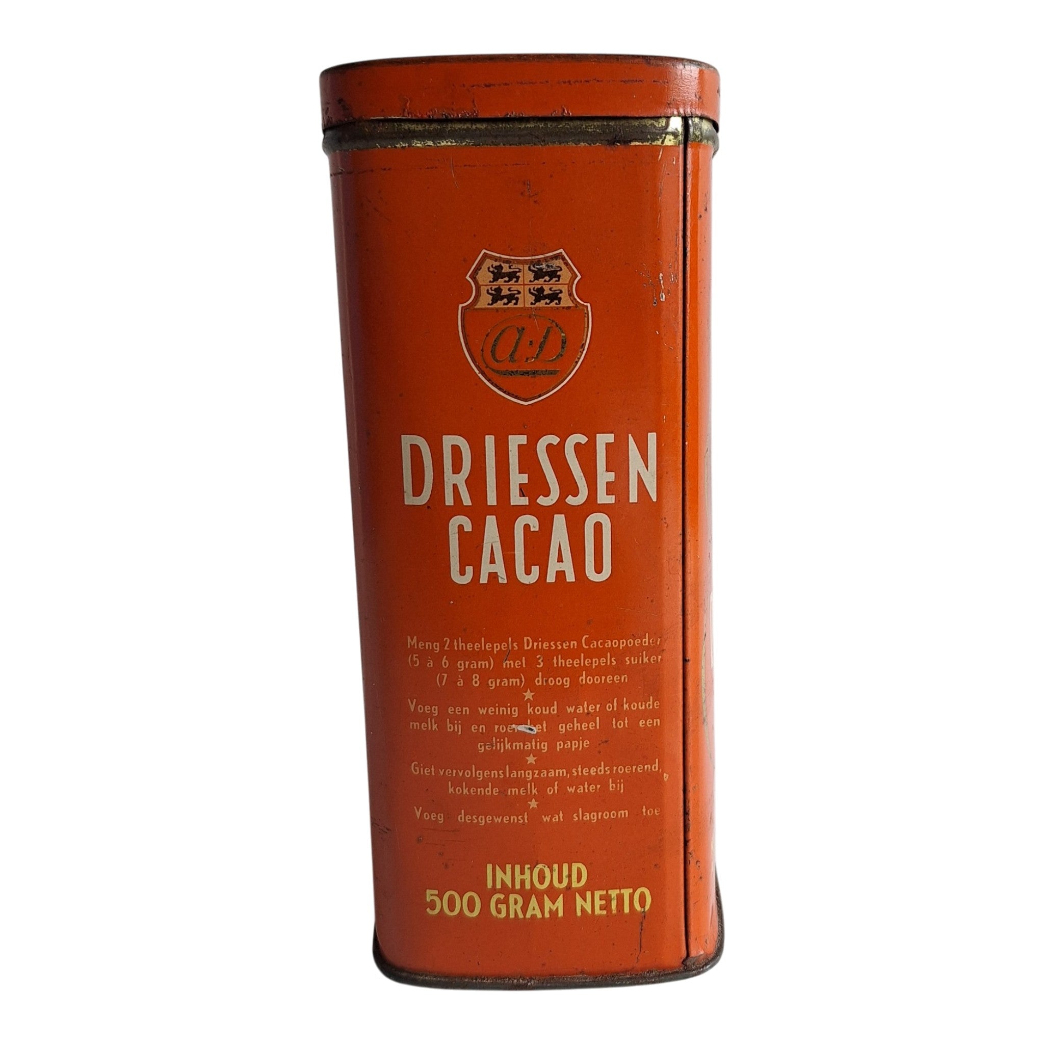 Driessen Kakao Dose — Jugendstil Orange Blechdose Rotterdam