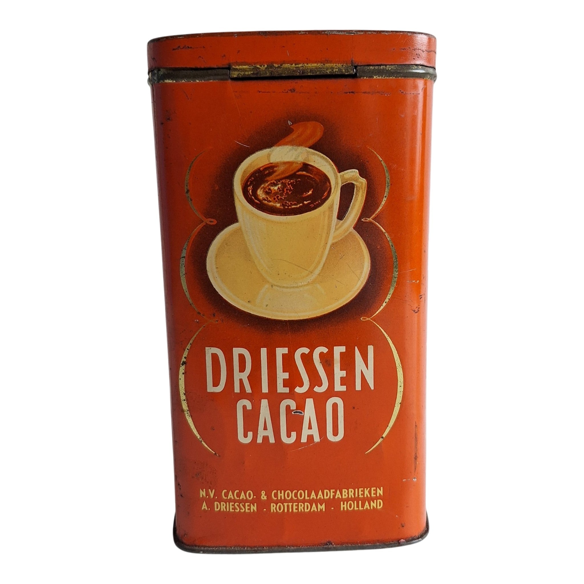 Driessen Kakao Dose — Jugendstil Orange Blechdose Rotterdam