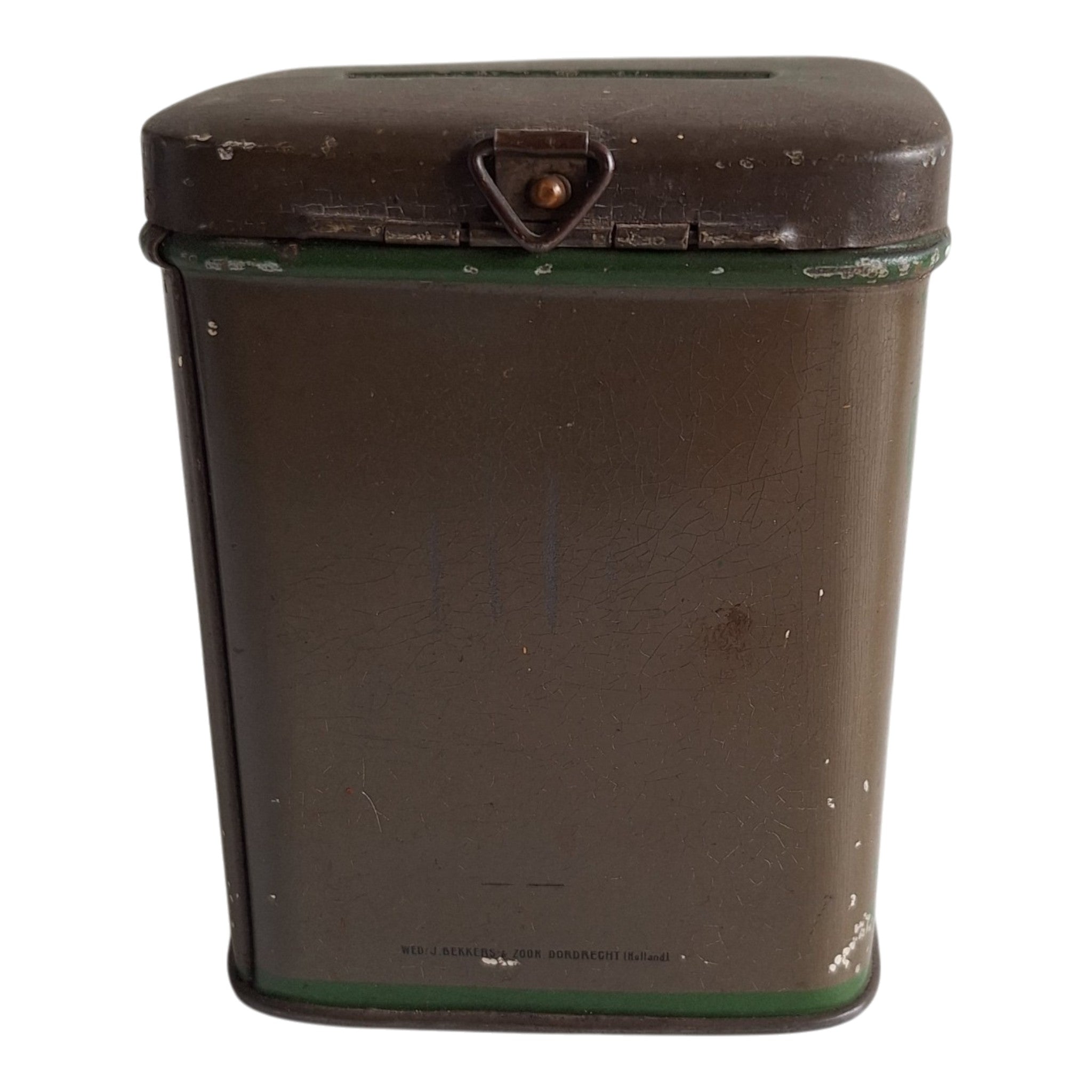 Metallene Spendendose Freie Universität Amsterdam 1937 — Beschädigtes Exemplar