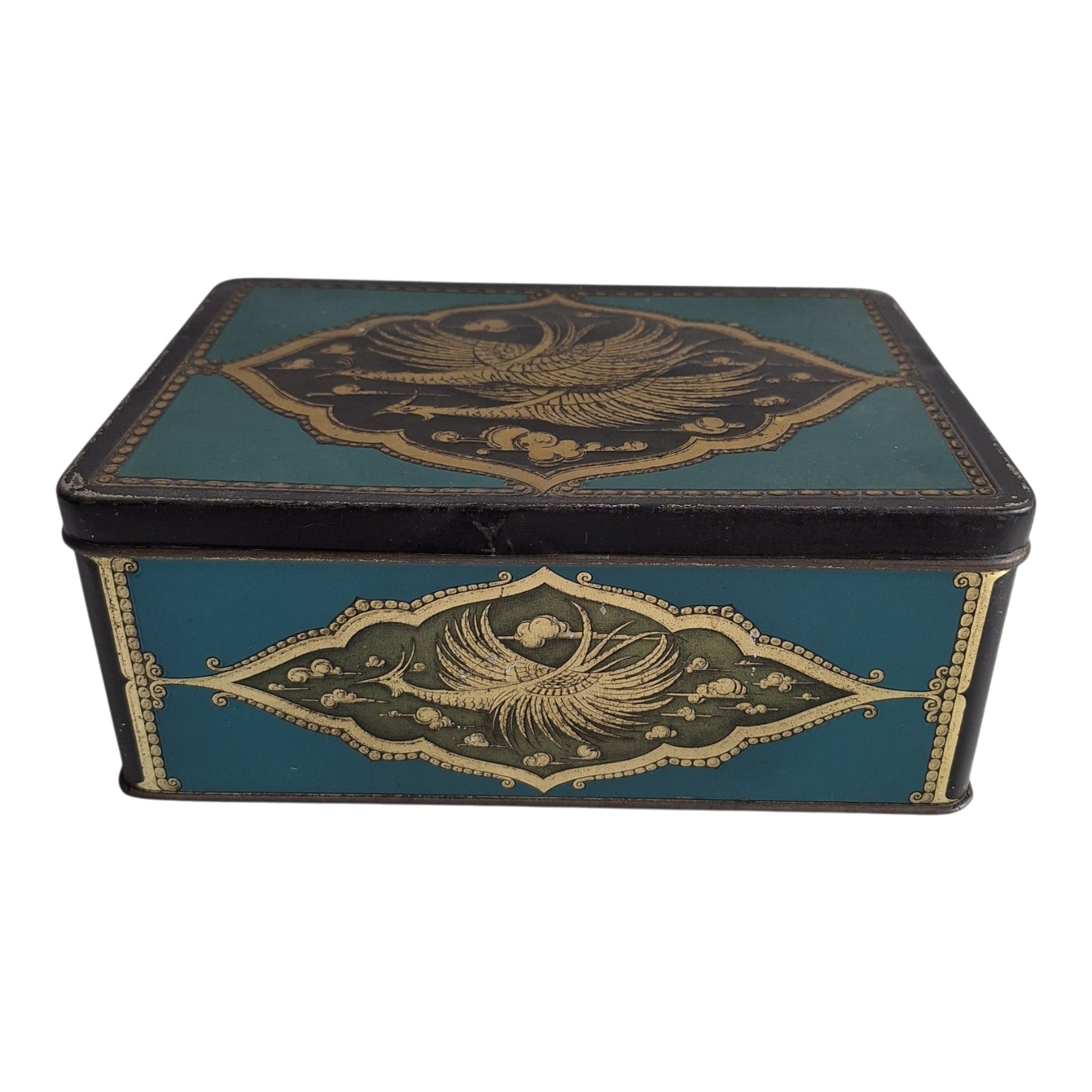 Tabakdose F. Lieftinck Groningen — Orientalisches Motiv Blau & Gold ½ kg Rauchtabak