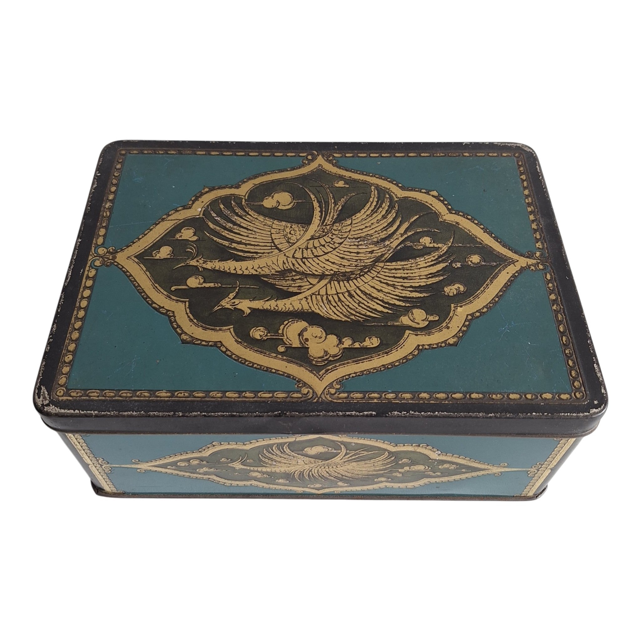 Tabakdose F. Lieftinck Groningen — Orientalisches Motiv Blau & Gold ½ kg Rauchtabak