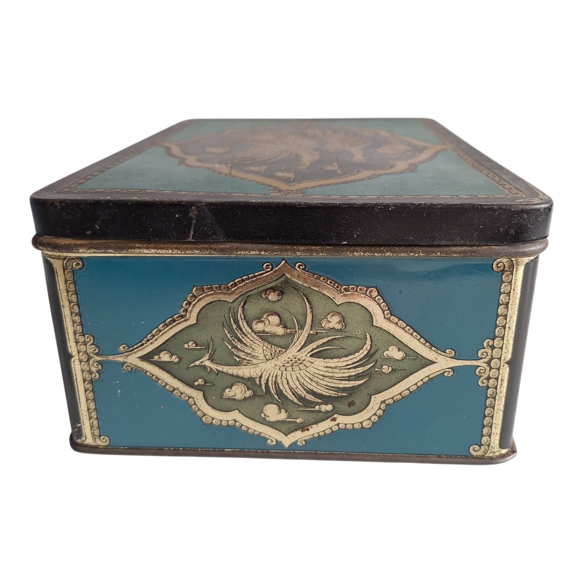 Tabakdose F. Lieftinck Groningen — Orientalisches Motiv Blau & Gold ½ kg Rauchtabak
