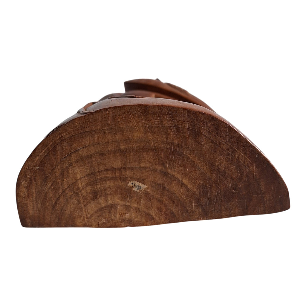 Reiher mit Garnele und Krabbe – Handgeschnitzte Holzstatue (36,5 cm)