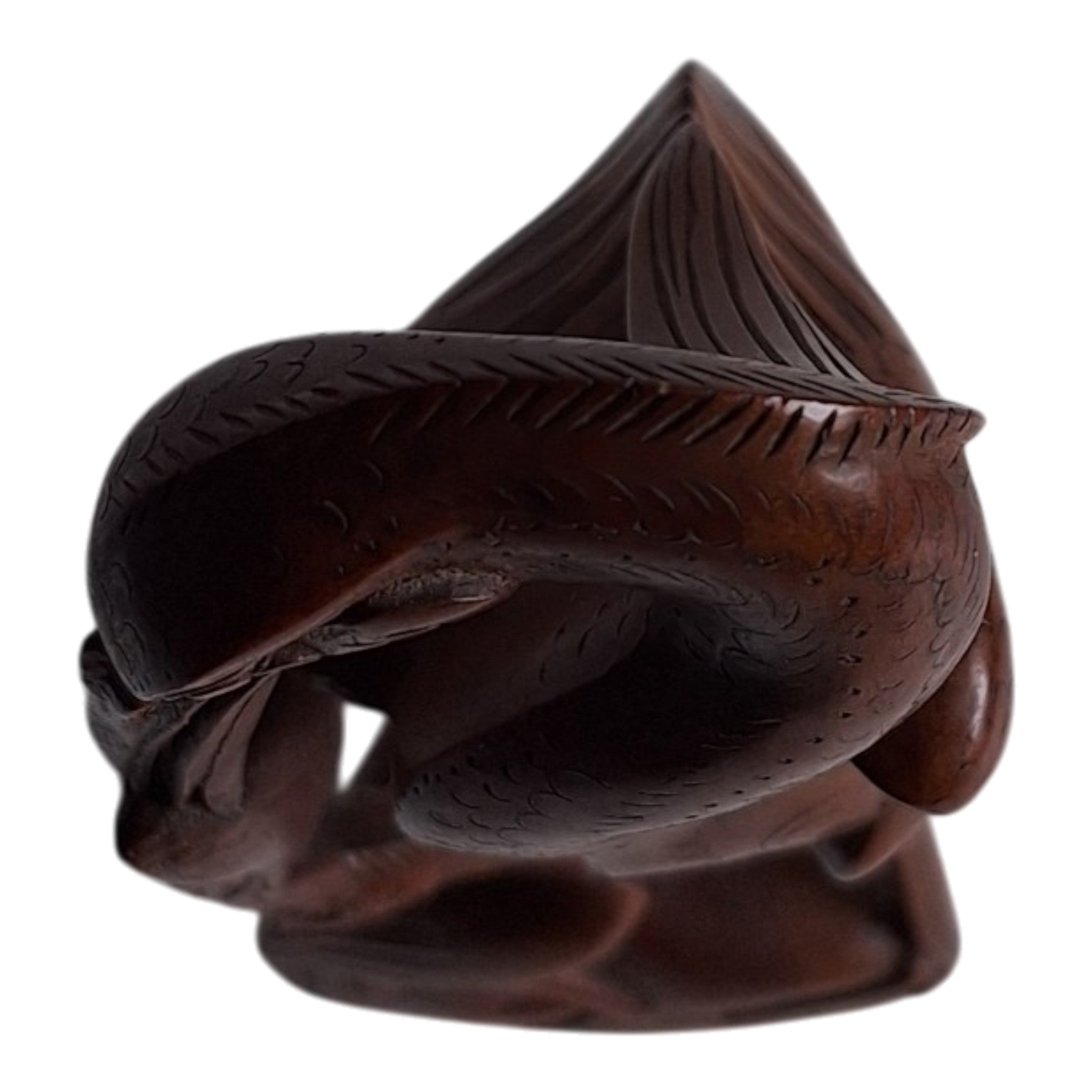 Reiher mit Jungtier – Balinesische handgeschnitzte Holzfigur (29,5 cm)