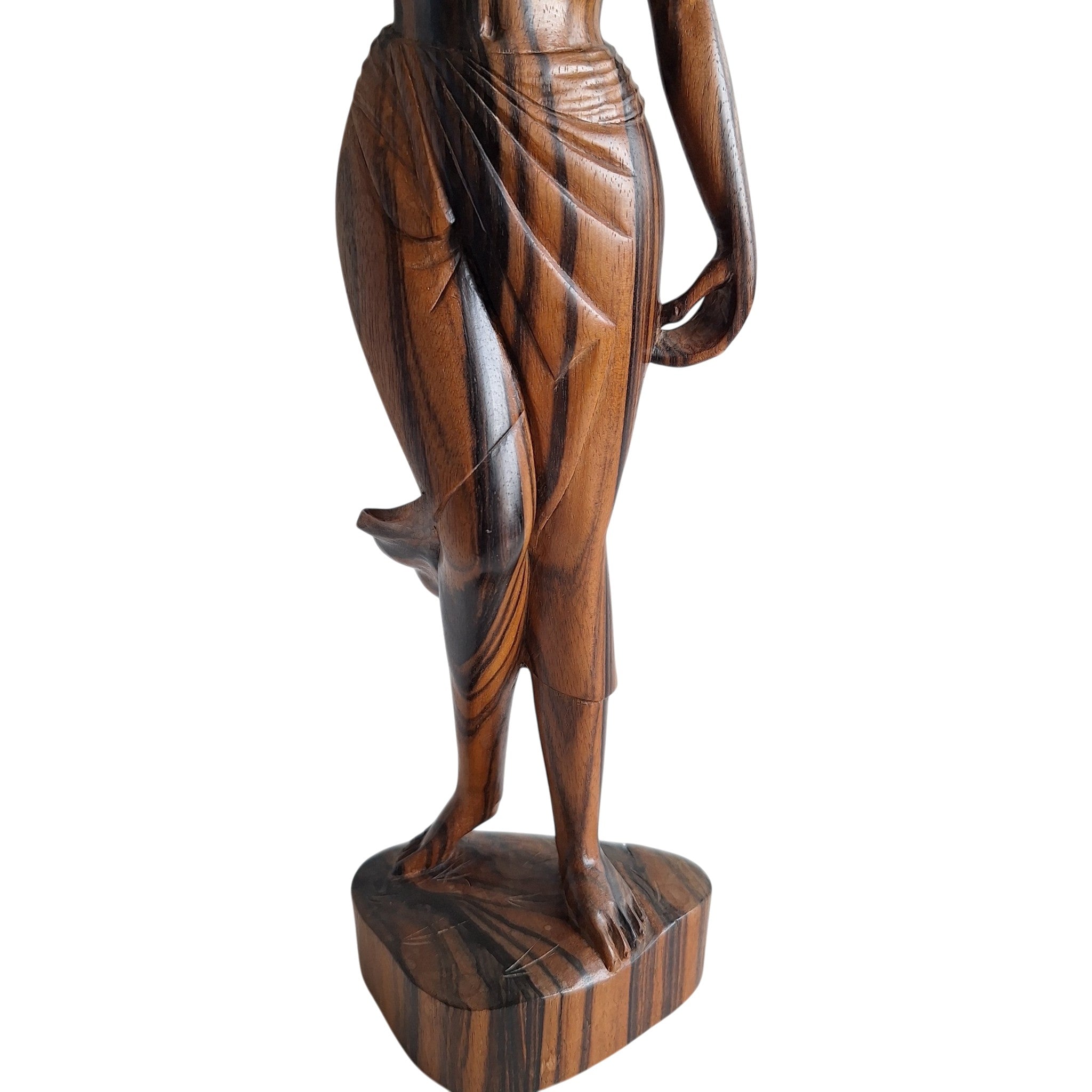 Balinesische Frau mit Obstkorb auf dem Kopf – handgeschnitzte Holzfigur (40,5 cm)