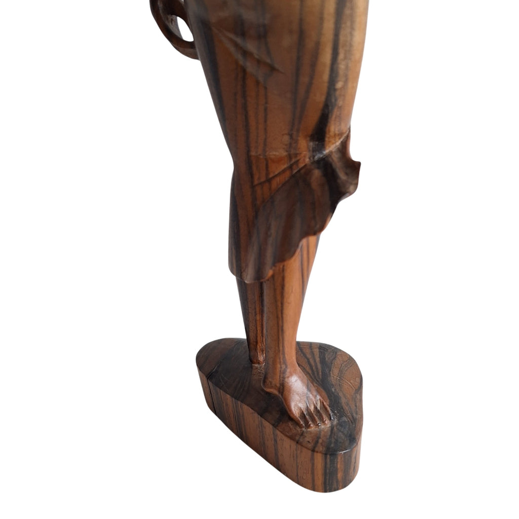 Balinesische Frau mit Obstkorb auf dem Kopf – handgeschnitzte Holzfigur (40,5 cm)