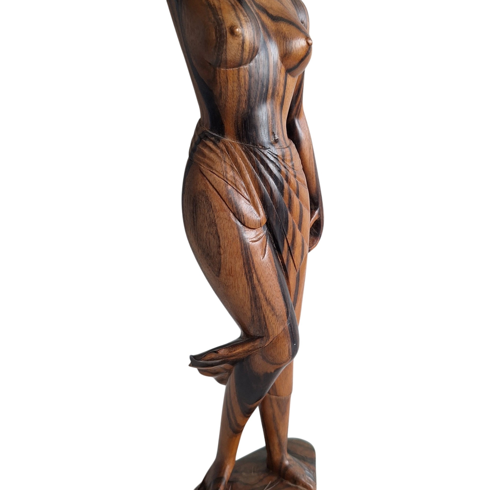Balinesische Frau mit Obstkorb auf dem Kopf – handgeschnitzte Holzfigur (40,5 cm)
