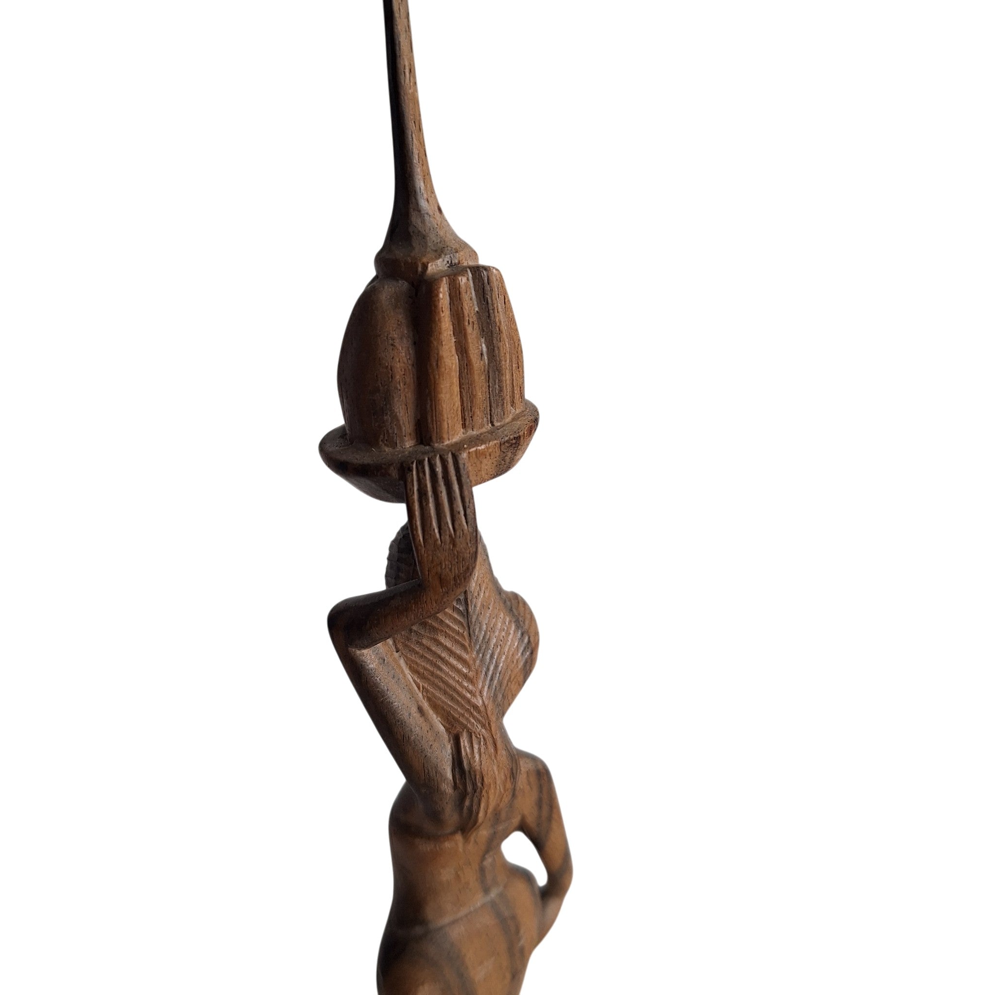 Balinesische Holzfigur Frau mit Korb auf dem Kopf – handgeschnitzt, 21 cm