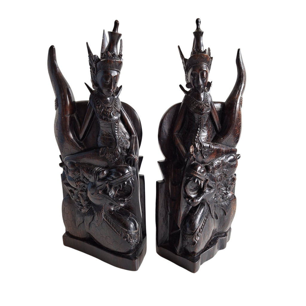 Balinesische Holzbuchstützen Rama und Garuda – handgeschnitzt, 31,5 cm
