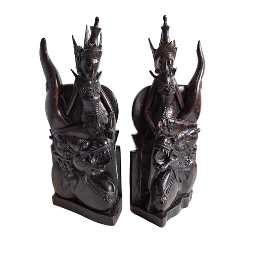 Balinesische Holzbuchstützen Rama und Garuda – handgeschnitzt, 31,5 cm