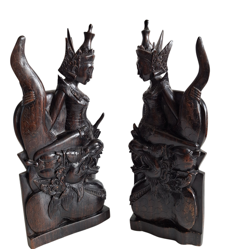 Balinesische Holzbuchstützen Rama und Garuda – handgeschnitzt, 31,5 cm