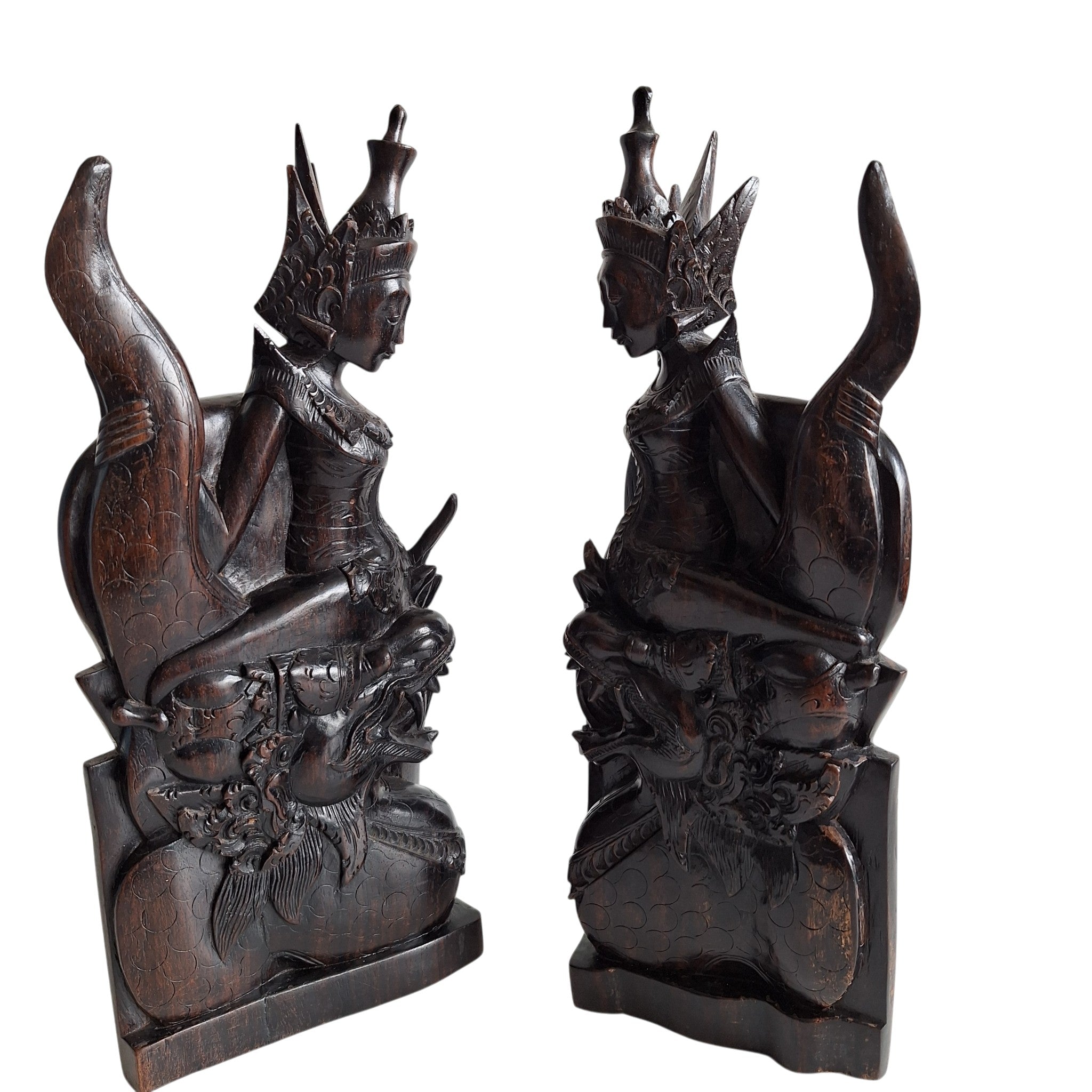 Balinesische Holzbuchstützen Rama und Garuda – handgeschnitzt, 31,5 cm