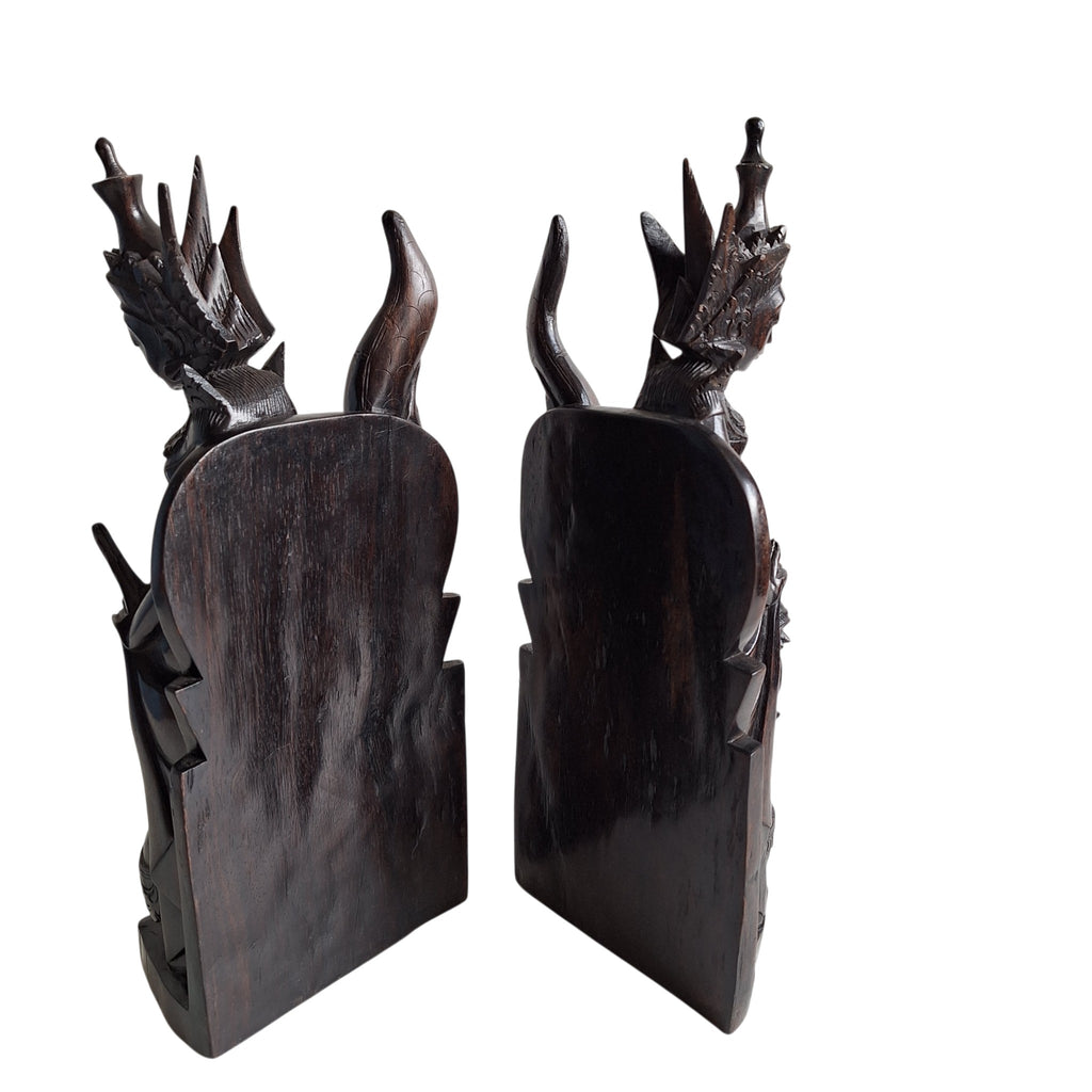 Balinesische Holzbuchstützen Rama und Garuda – handgeschnitzt, 31,5 cm