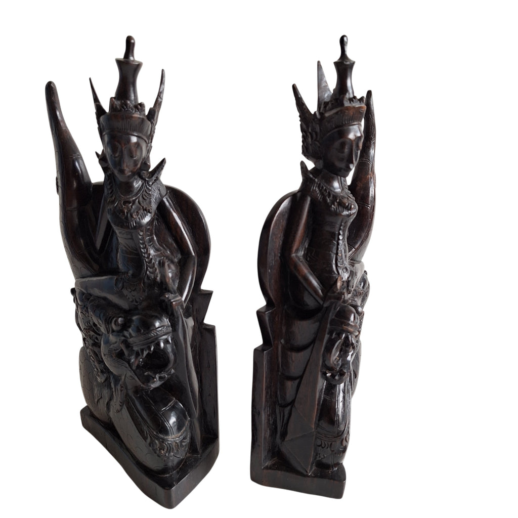 Balinesische Holzbuchstützen Rama und Garuda – handgeschnitzt, 31,5 cm