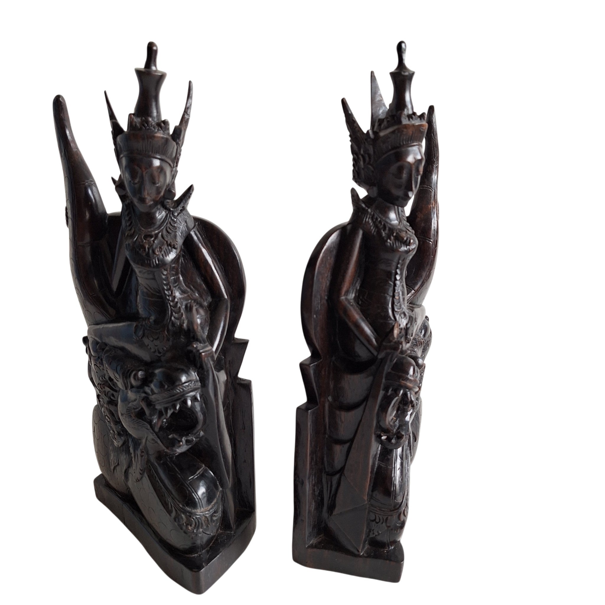 Balinesische Holzbuchstützen Rama und Garuda – handgeschnitzt, 31,5 cm