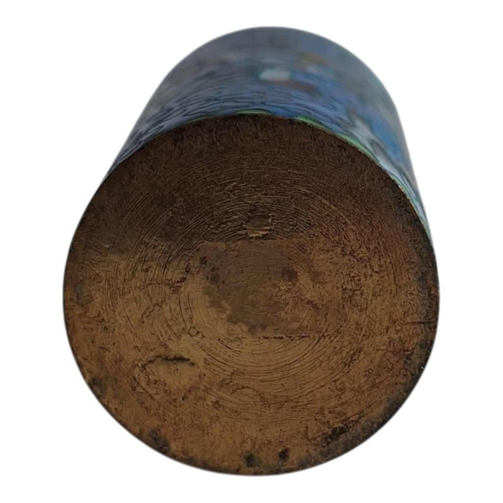 Blaues zylindrisches Cloisonné-Pillendöschen