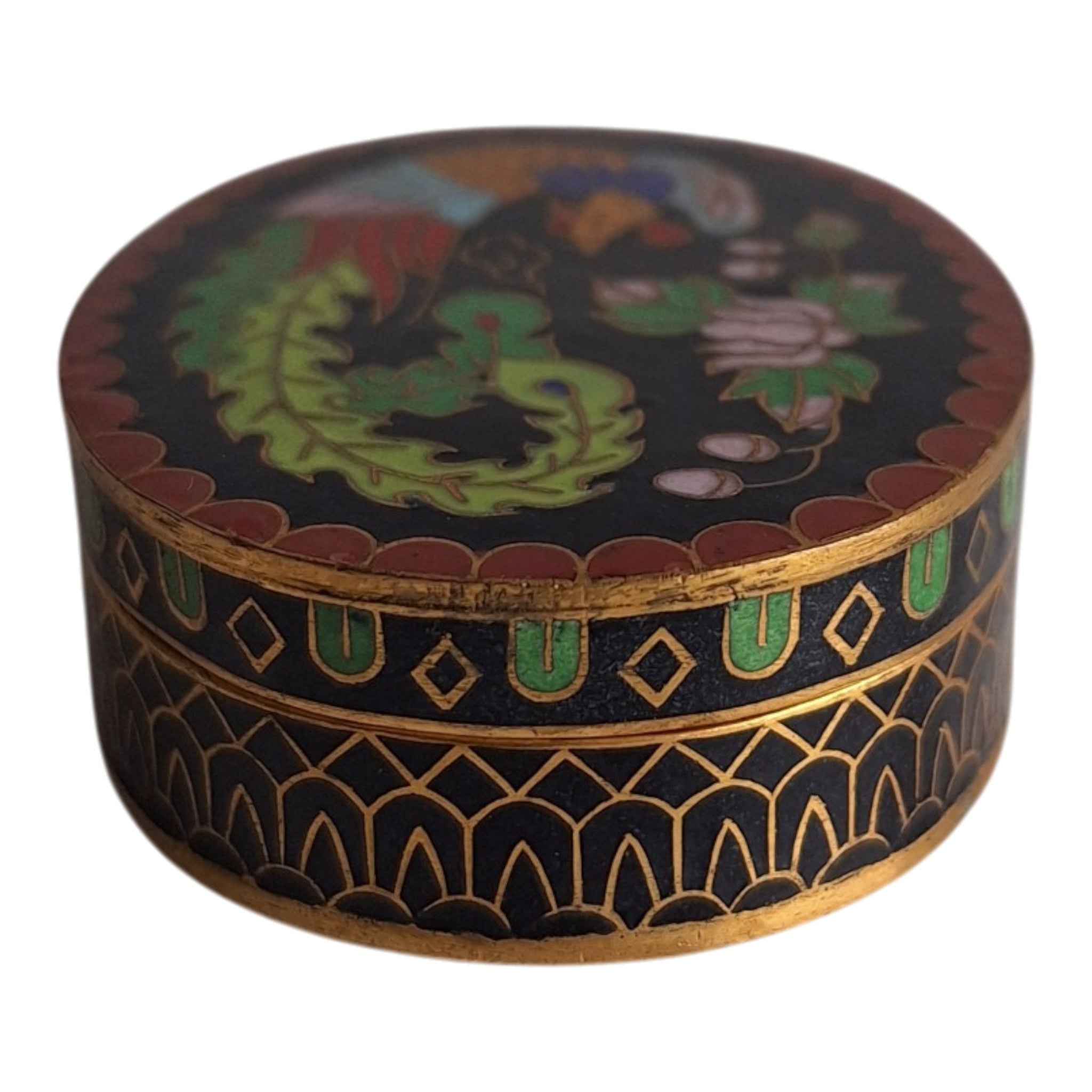 Ovales Cloisonné-Kästchen mit Phönixmotiv