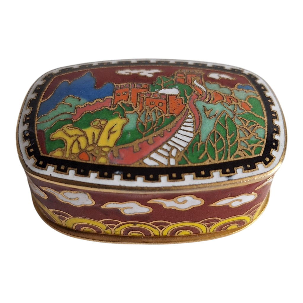 Cloisonné-Schachtel mit Chinesischer-Mauer-Motiv