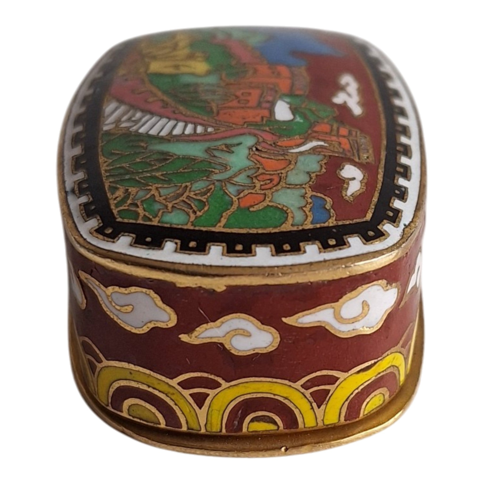 Cloisonné-Schachtel mit Chinesischer-Mauer-Motiv