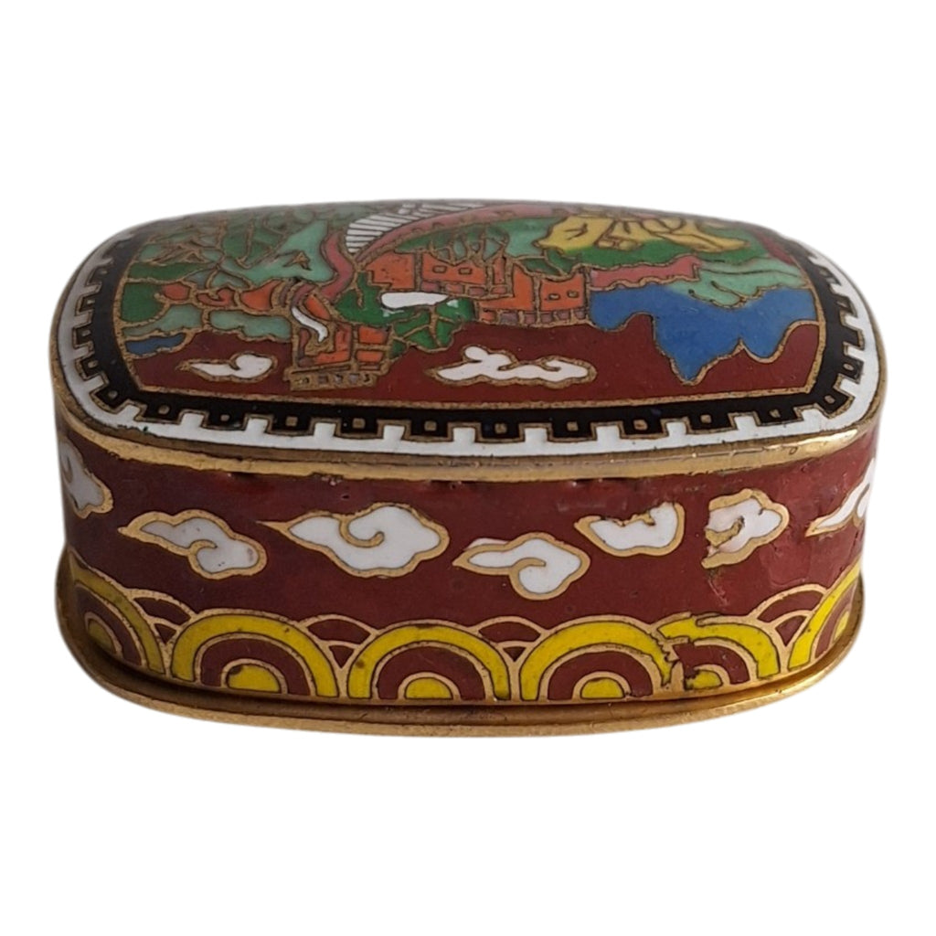 Cloisonné-Schachtel mit Chinesischer-Mauer-Motiv