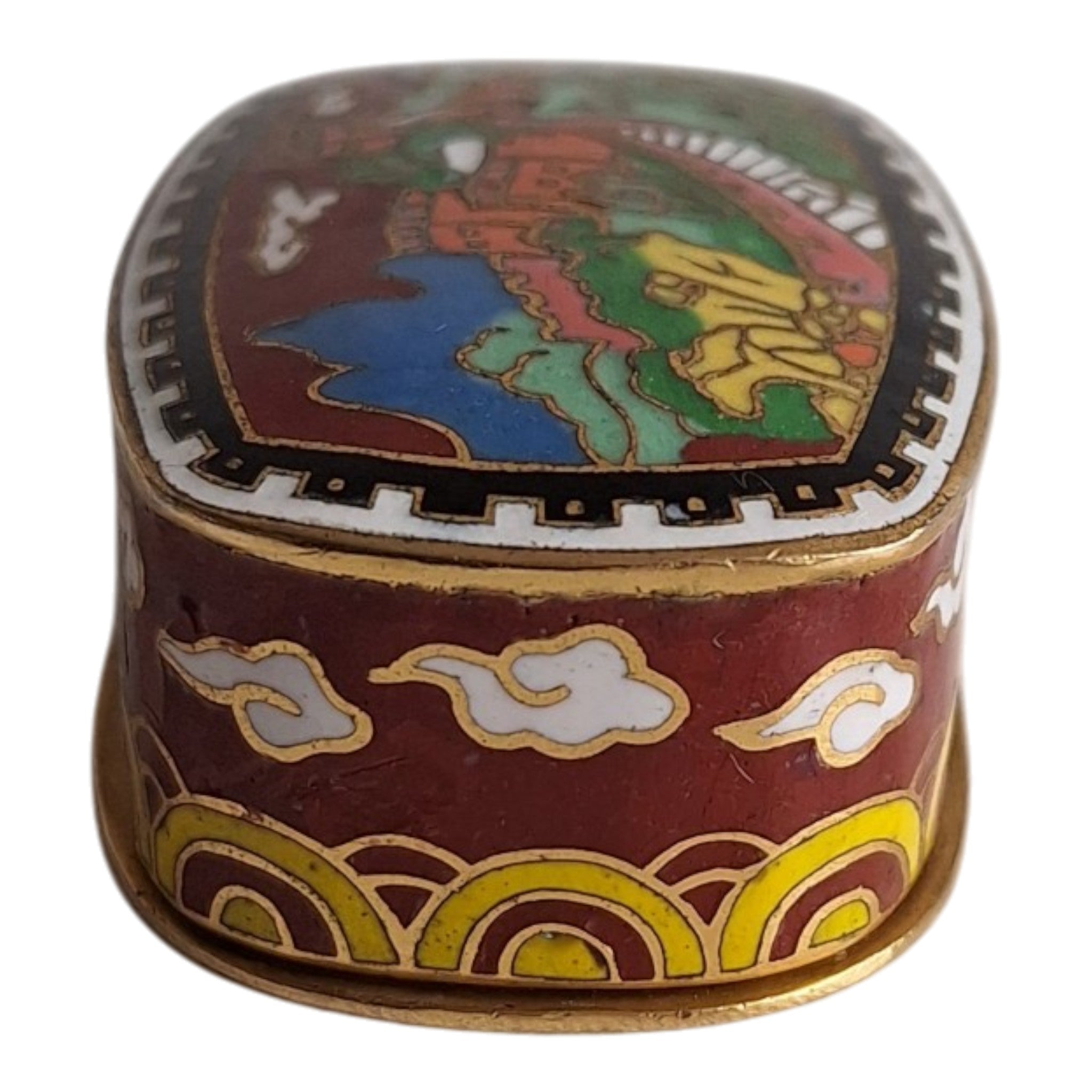 Cloisonné-Schachtel mit Chinesischer-Mauer-Motiv