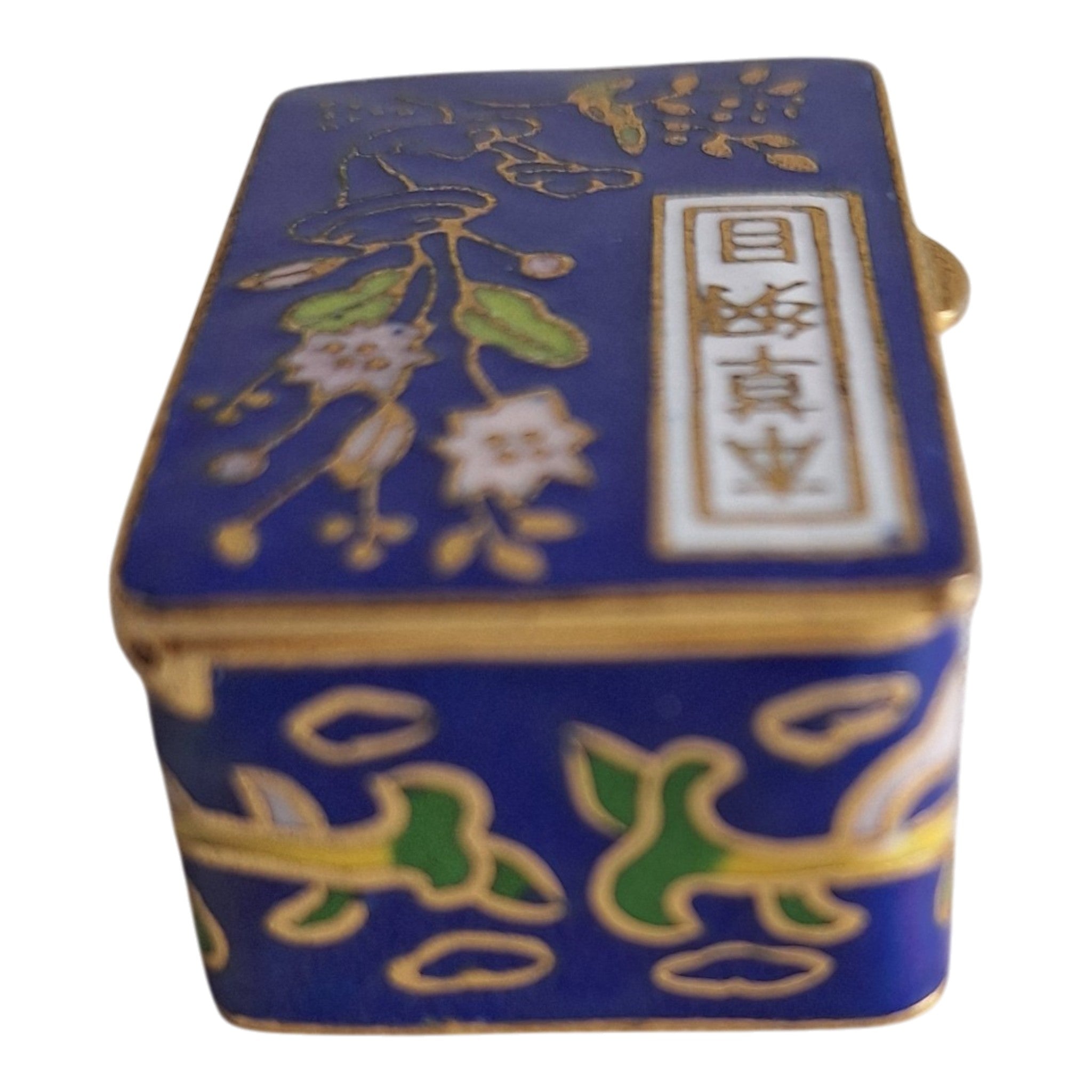 Rechteckige Cloisonné-Schachtel mit Flora und Fischen