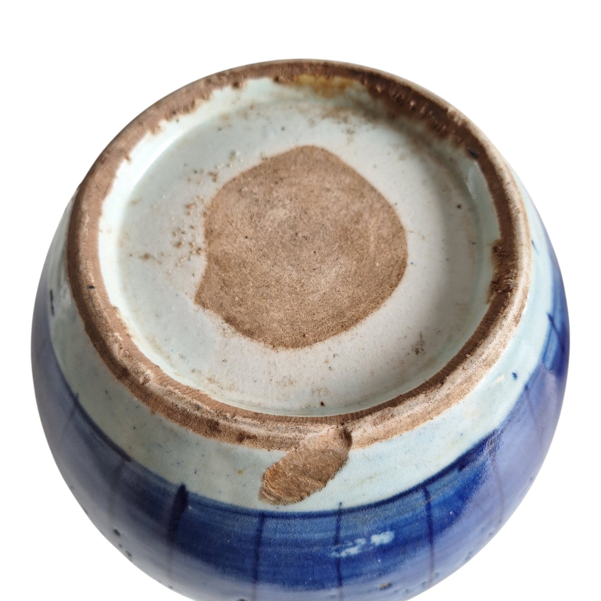 Chinesischer blau-weißer Ingwertopf mit handgemalten Blumenmotiven