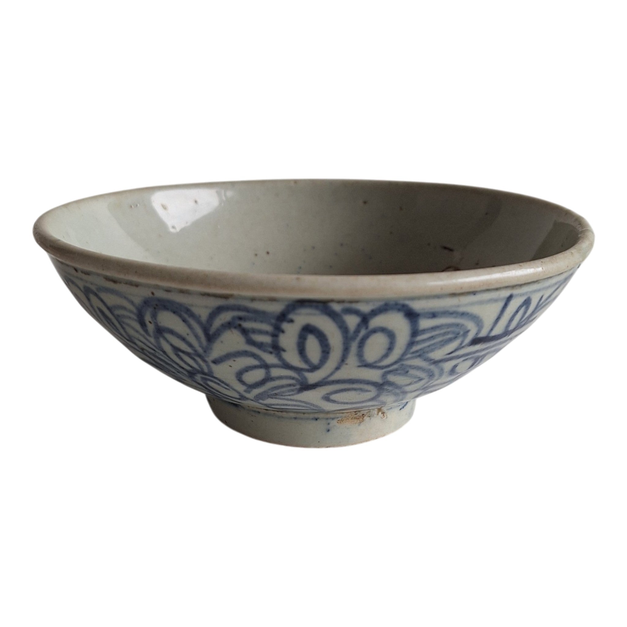 Chinees Blauw-Wit Porseleinen Gelukskommetje — Qing-dynastie