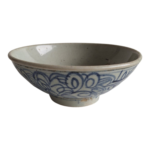 Chinesische blau-weiße Porzellanglücksschale – Qing-Dynastie