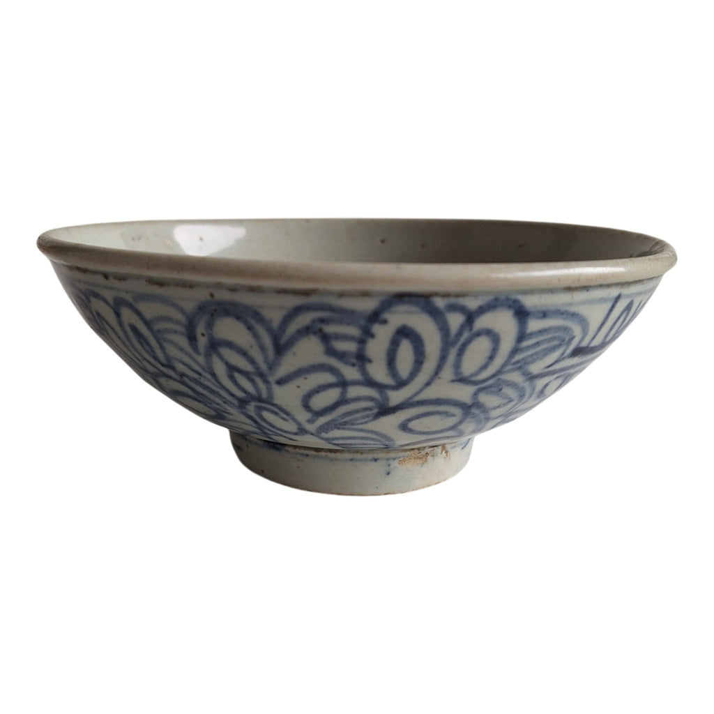Chinees Blauw-Wit Porseleinen Gelukskommetje — Qing-dynastie